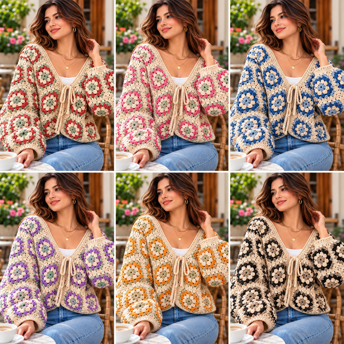 Boho Granny Square Cardigan Crochet Pattern PDF – Vintage Style