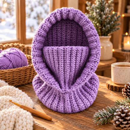 3-in-1 Crochet Balaclava Hood Pattern PDF – Ribbed Turtleneck Cowl