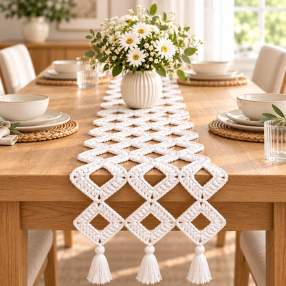 Easy Granny Square Table Runner Crochet Pattern PDF – Join-As-You-Go, Any Size