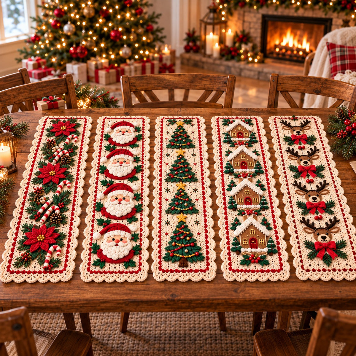 10-in-1 Christmas Crochet Table Runner Pattern Bundle PDF