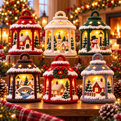 7-in-1 Winter Village Lantern Crochet Pattern Bundle PDF – Christmas Decor