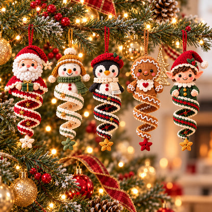 10 Christmas Spiral Ornament Crochet Patterns Bundle PDF – Santa, Snowman & More