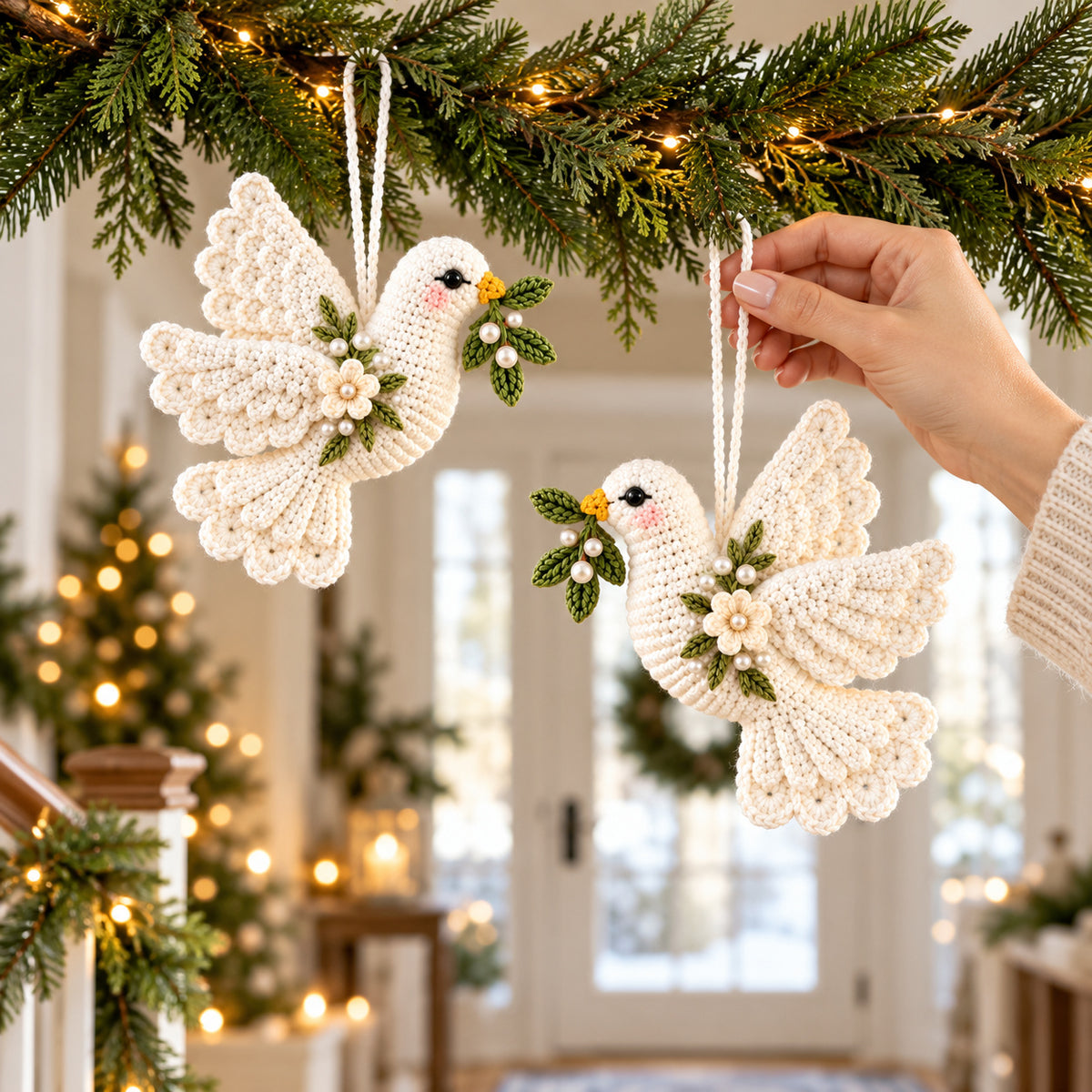 Crochet Peace Dove Ornament Pattern PDF – Christmas Wedding Memorial Decoration Instant Download