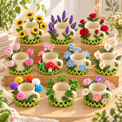 10+ Flower Coaster Crochet Pattern PDF – Popping Flowers & Sunflower Designs