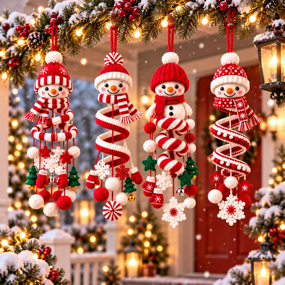 Snowman Spiral Hanging Crochet Pattern PDF – Christmas Mobile & Ornament Decor