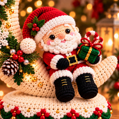 Santa Moon Christmas Centerpiece Crochet Pattern PDF – Holiday Table Decor