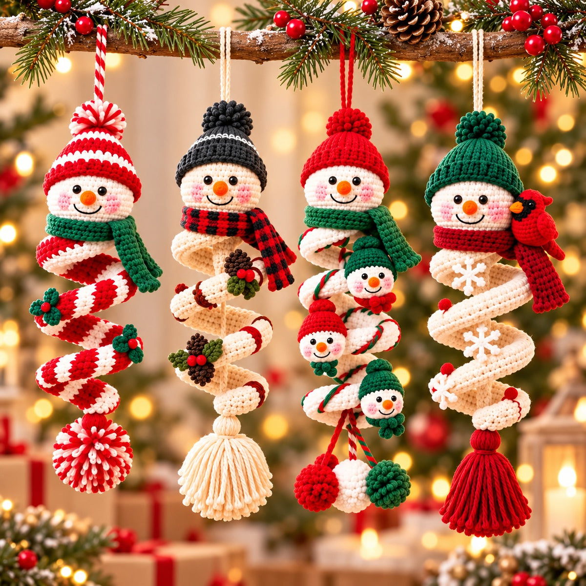 Snowman Spiral Ornament Crochet Kit – Beginner Christmas DIY Hanging Decor