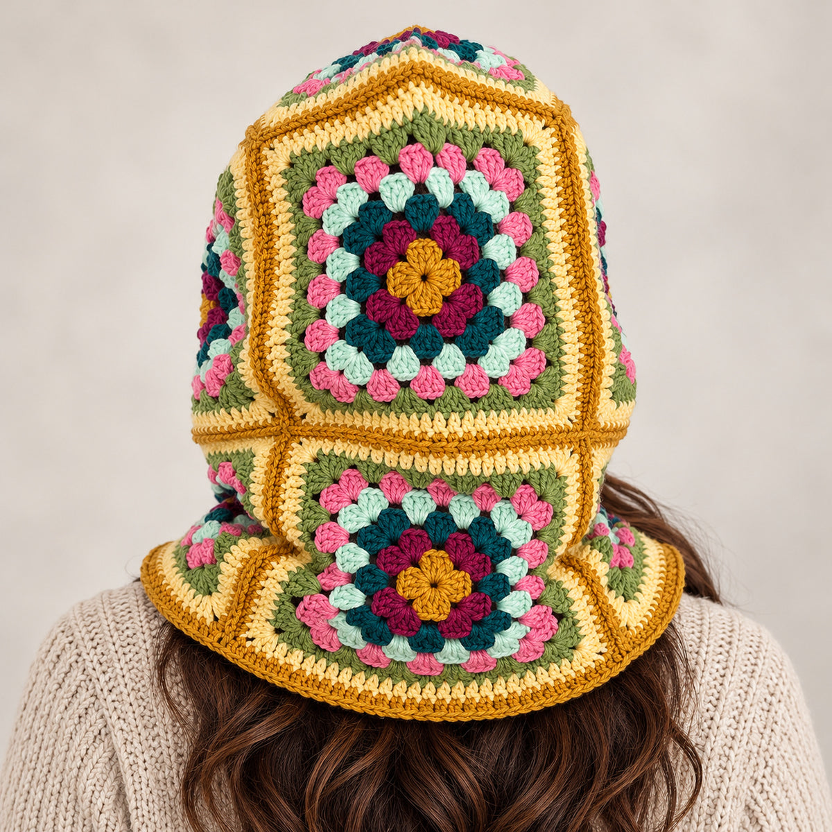 Granny Square Balaclava Crochet Pattern PDF – Beginner Adult Hood