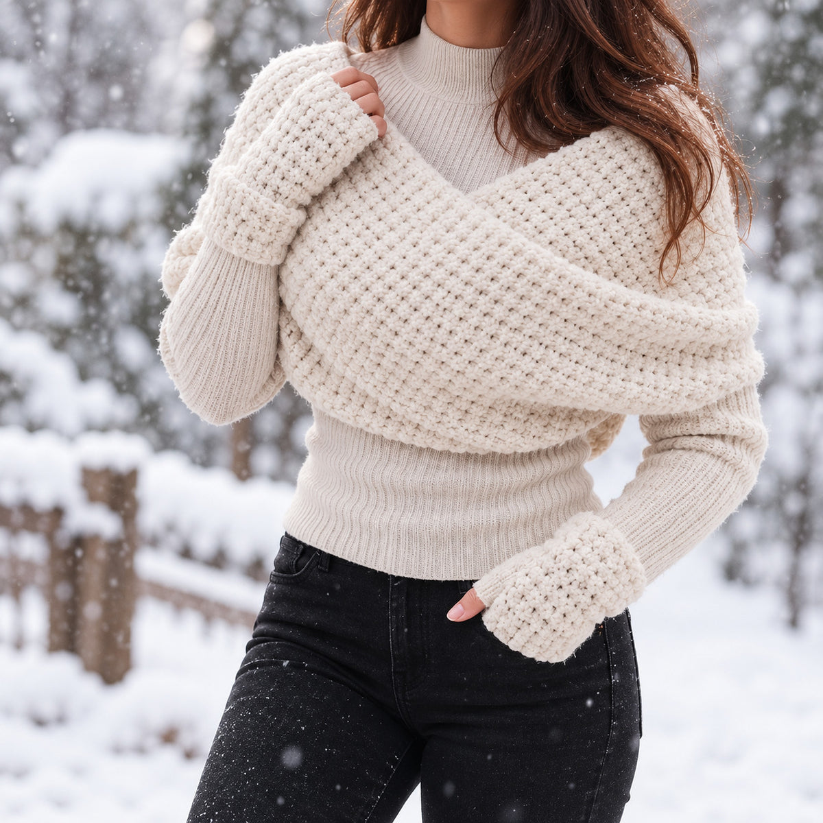 Sweater Scarf Crochet Pattern PDF – Beginner Wrap Shawl S/M–3XL