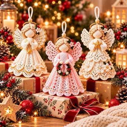 3 Christmas Angel Ornament Crochet Patterns PDF – Heirloom Lace Tree Decor