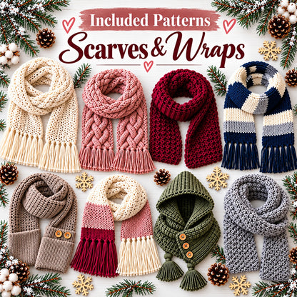 50 Winter Accessories Crochet Patterns Bundle PDF – Scarves, Mittens, Cowls & More