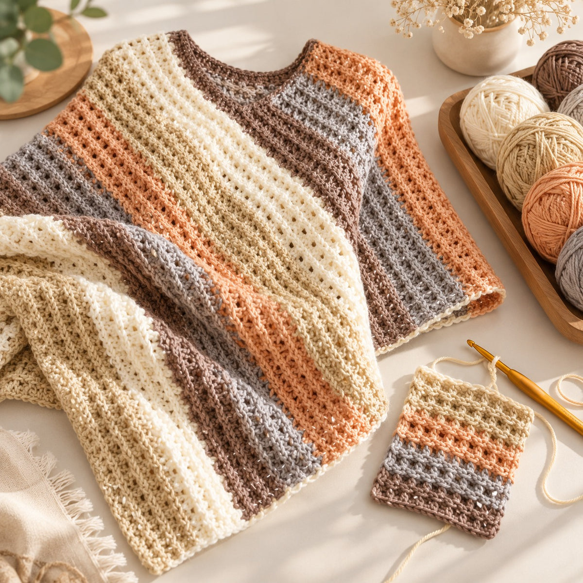Sunset Poncho Crochet Pattern PDF, Asymmetrical V-Neck Crochet Poncho