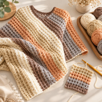 Sunset Poncho Crochet Pattern PDF, Asymmetrical V-Neck Crochet Poncho