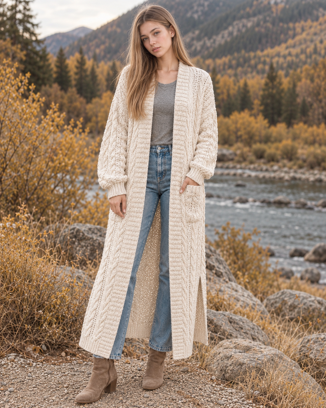 Willow Cable Duster Cardigan – PDF Crochet Pattern