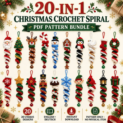 Cozy Christmas Spirals – 10+ Crochet Pattern Bundle PDF