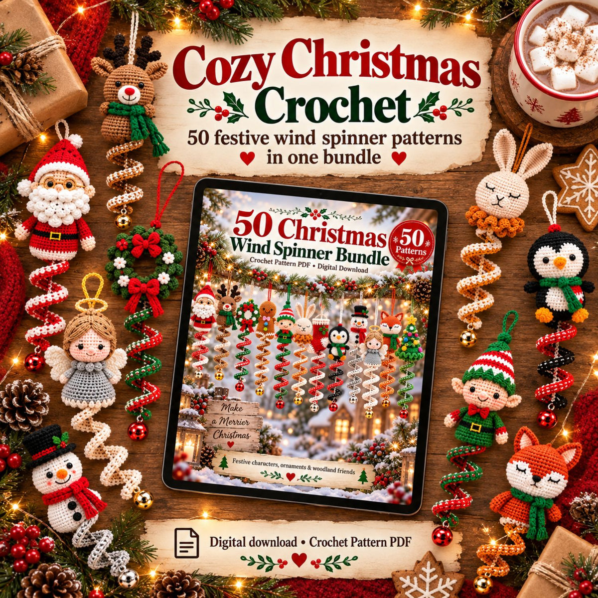 Christmas Wind Spinner Collection – 50 Crochet Pattern Bundle