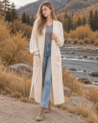 Willow Cable Duster Cardigan – PDF Crochet Pattern