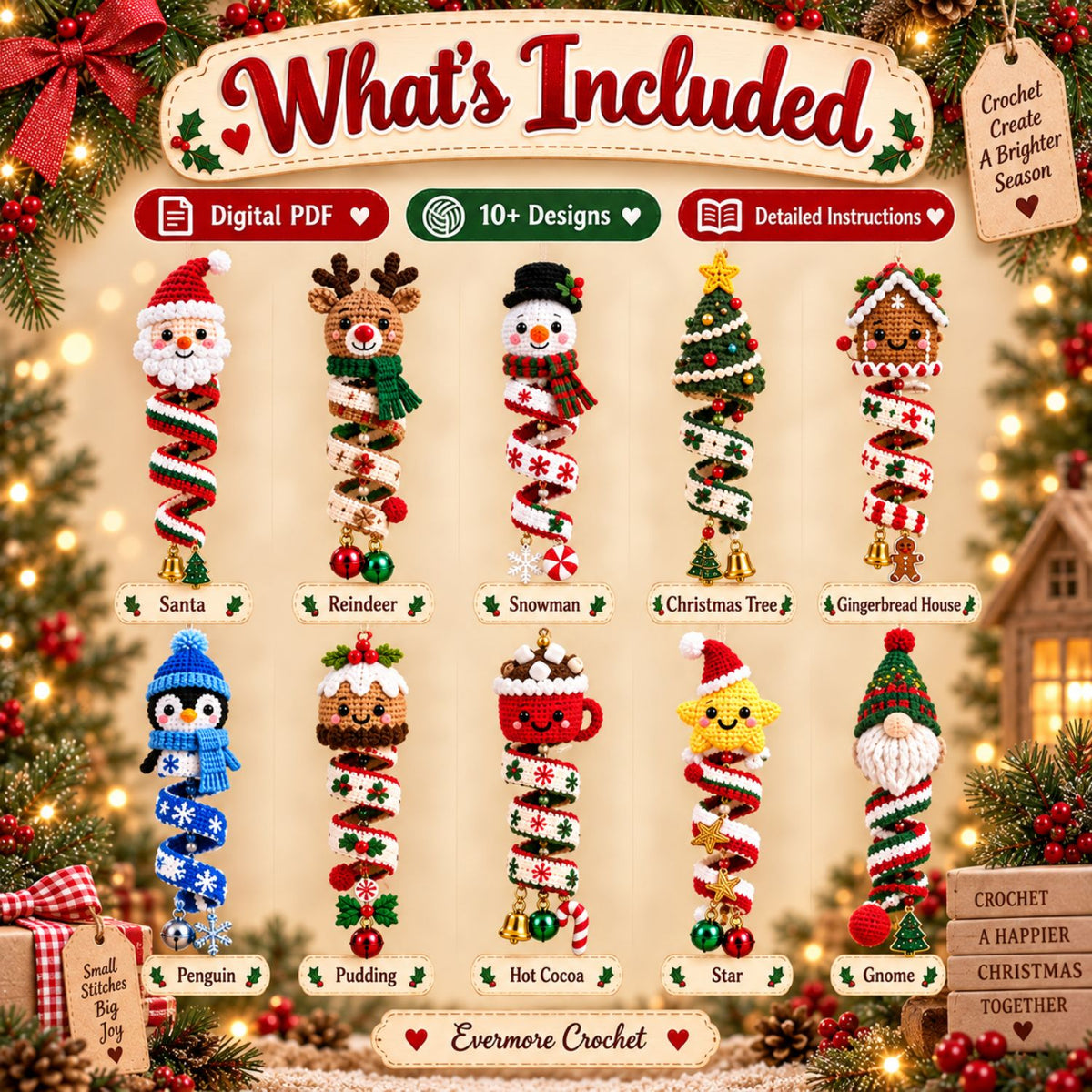 Cozy Christmas Spirals – 10+ Crochet Pattern Bundle PDF