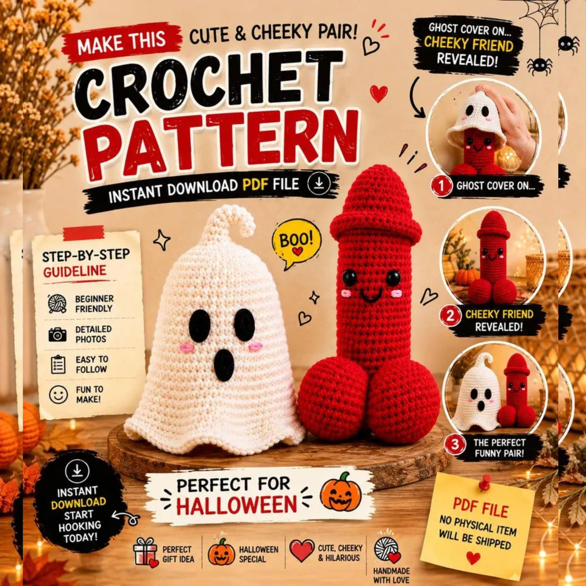 Ghost Surprise – Funny Halloween Crochet Pattern PDF