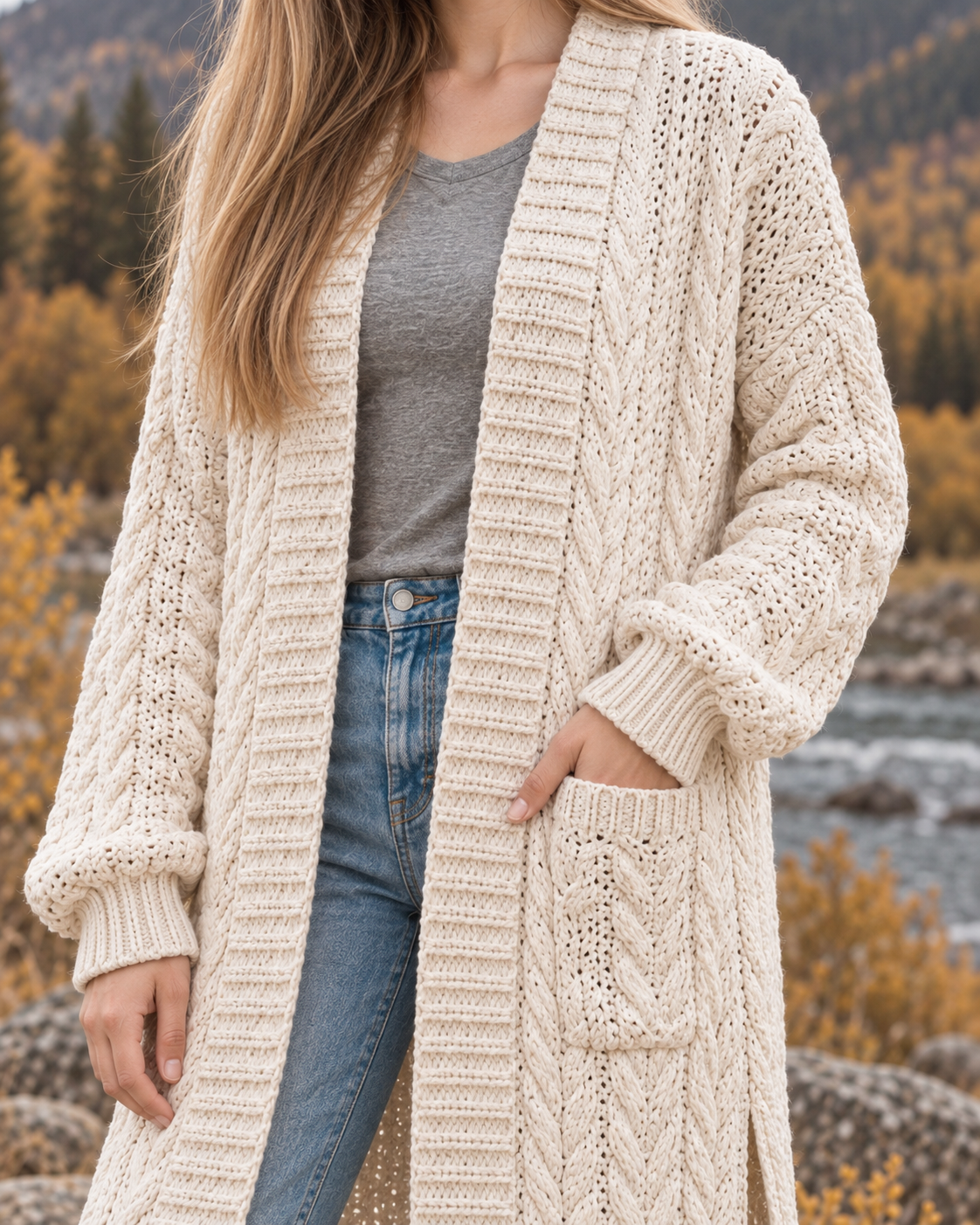 Willow Cable Duster Cardigan – PDF Crochet Pattern