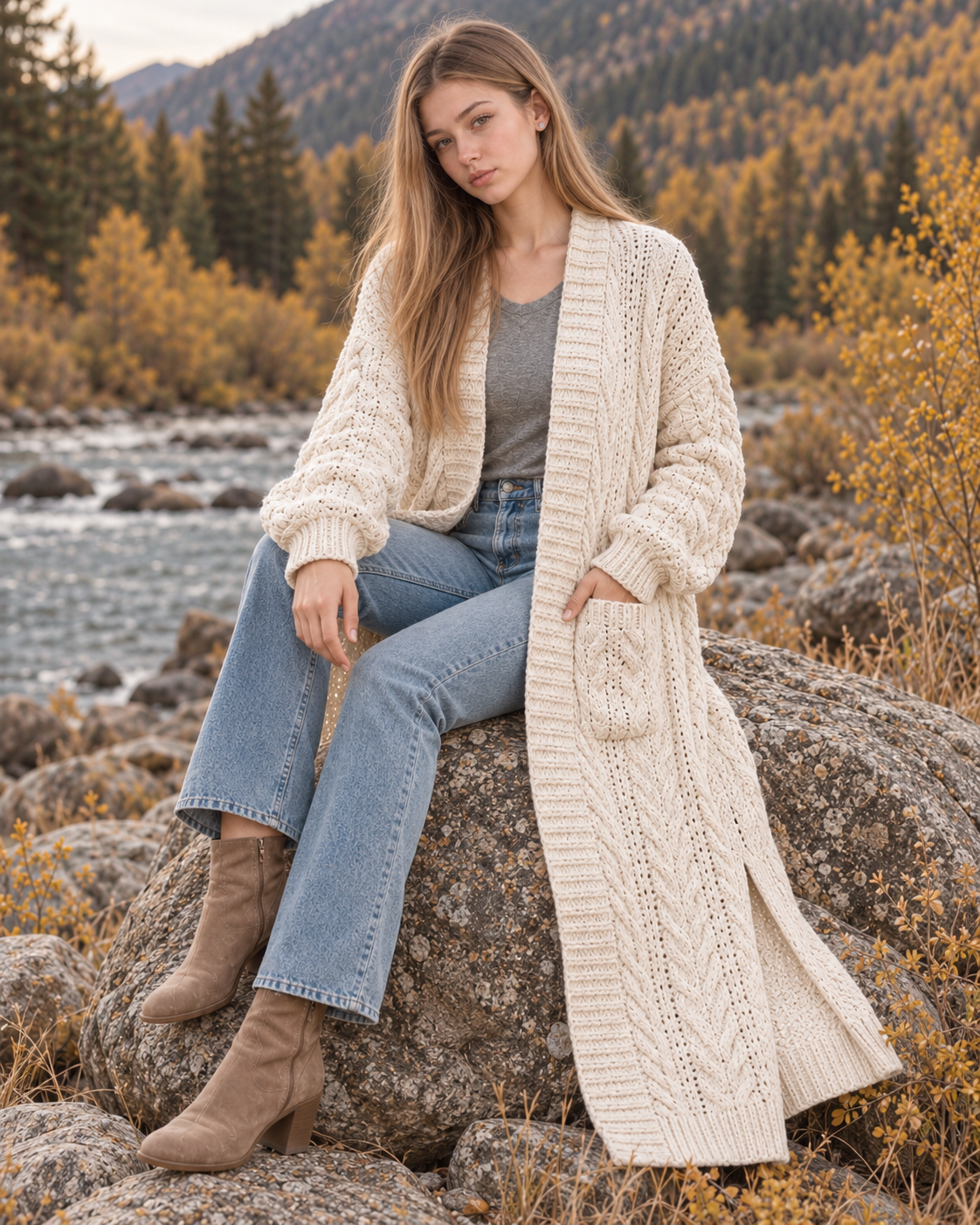 Willow Cable Duster Cardigan – PDF Crochet Pattern