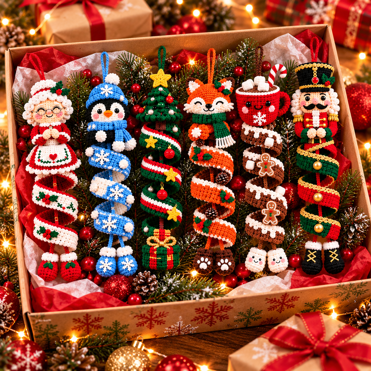 Christmas Wreath Crochet Pattern PDF – Snowman & Gingerbread House Door Decor
