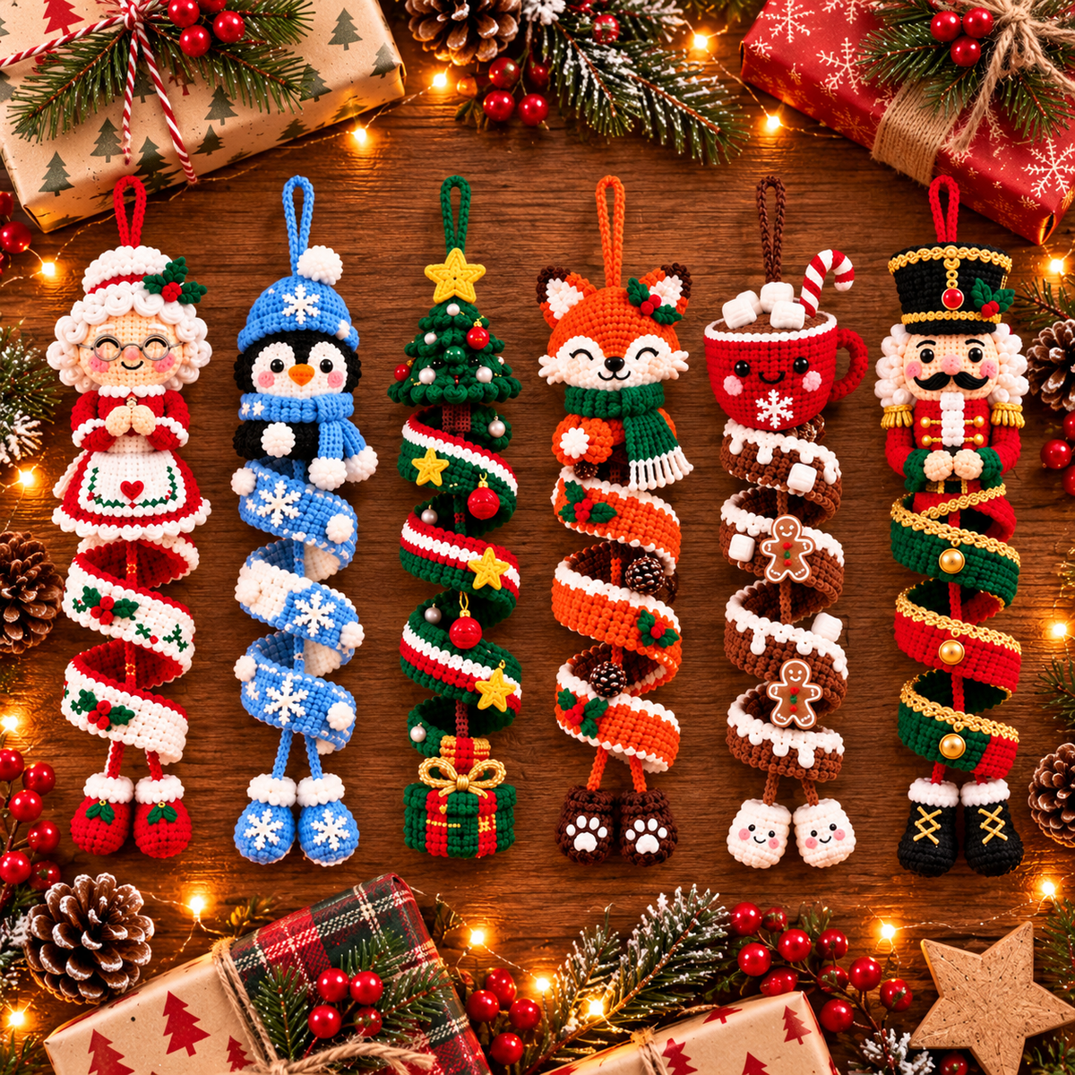 Christmas Wreath Crochet Pattern PDF – Snowman & Gingerbread House Door Decor