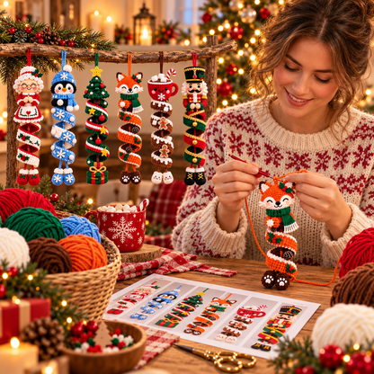 Christmas Wreath Crochet Pattern PDF – Snowman & Gingerbread House Door Decor