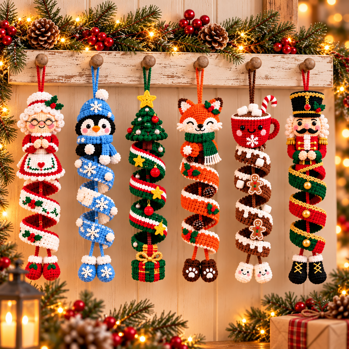 Christmas Wreath Crochet Pattern PDF – Snowman & Gingerbread House Door Decor