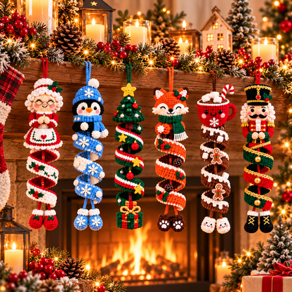 Christmas Wreath Crochet Pattern PDF – Snowman & Gingerbread House Door Decor