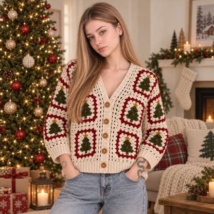 Evergreen Christmas Tree Cardigan – PDF Crochet Pattern