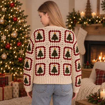 Evergreen Christmas Tree Cardigan – PDF Crochet Pattern