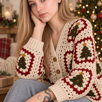 Evergreen Christmas Tree Cardigan – PDF Crochet Pattern