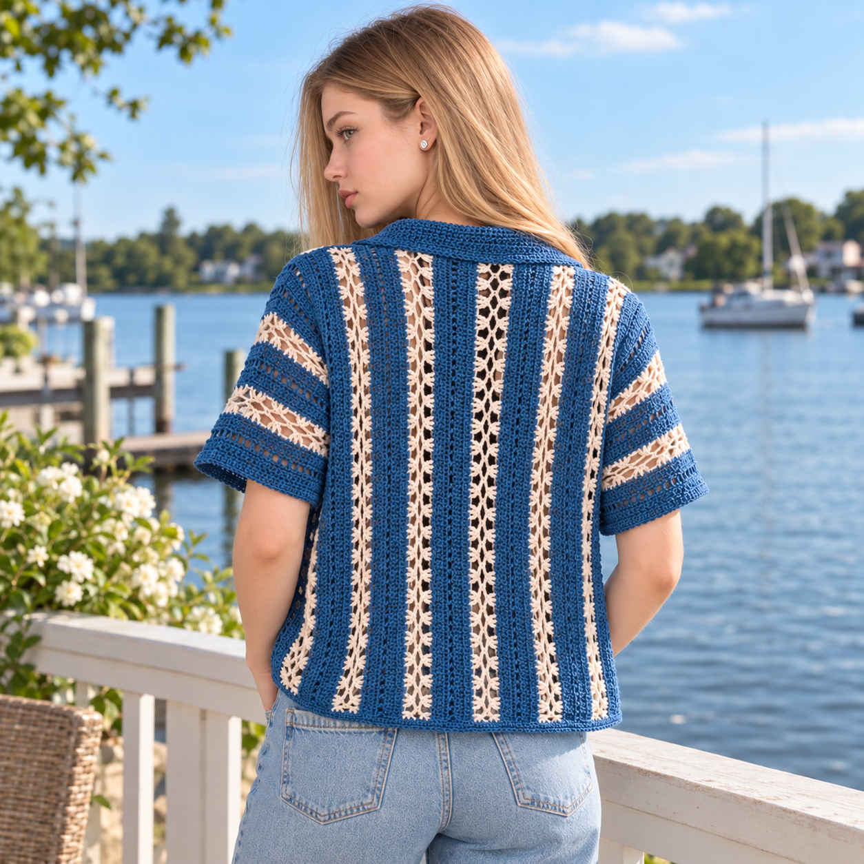 Pebble & Salt Crochet Button-Up Pattern PDF – Unisex Coastal Shirt, Summer Crochet Top, English & Dutch