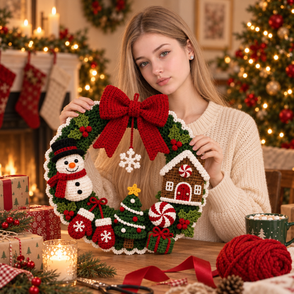 Christmas Crochet Wreath Pattern PDF – Festive Holiday Door Decor