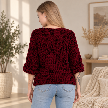 Marlow Textured Wrap Sweater – PDF Crochet Pattern