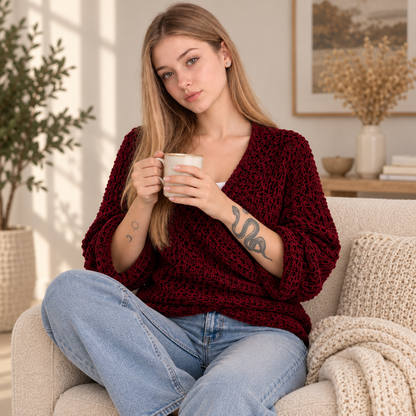 Marlow Textured Wrap Sweater – PDF Crochet Pattern