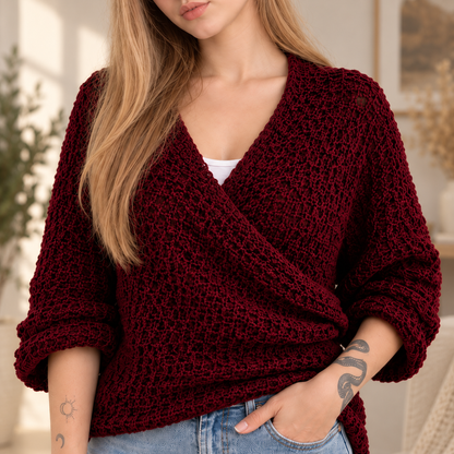Marlow Textured Wrap Sweater – PDF Crochet Pattern