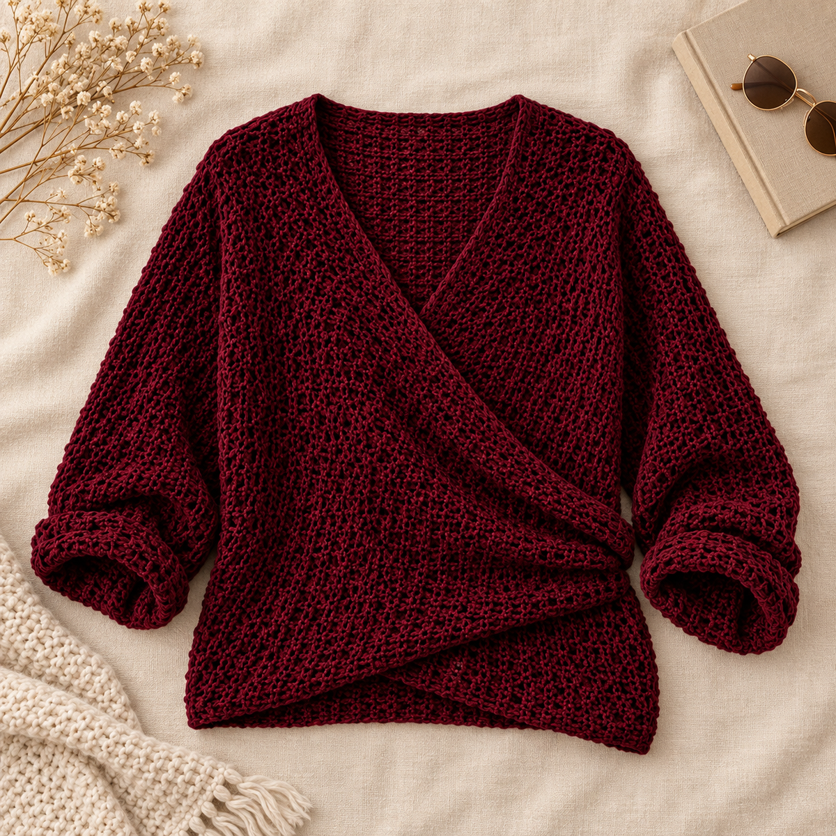 Marlow Textured Wrap Sweater – PDF Crochet Pattern