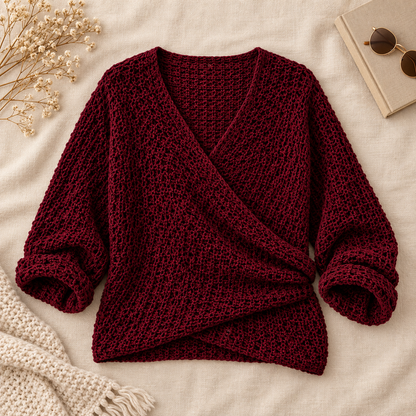 Marlow Textured Wrap Sweater – PDF Crochet Pattern
