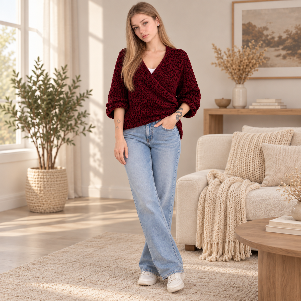 Marlow Textured Wrap Sweater – PDF Crochet Pattern