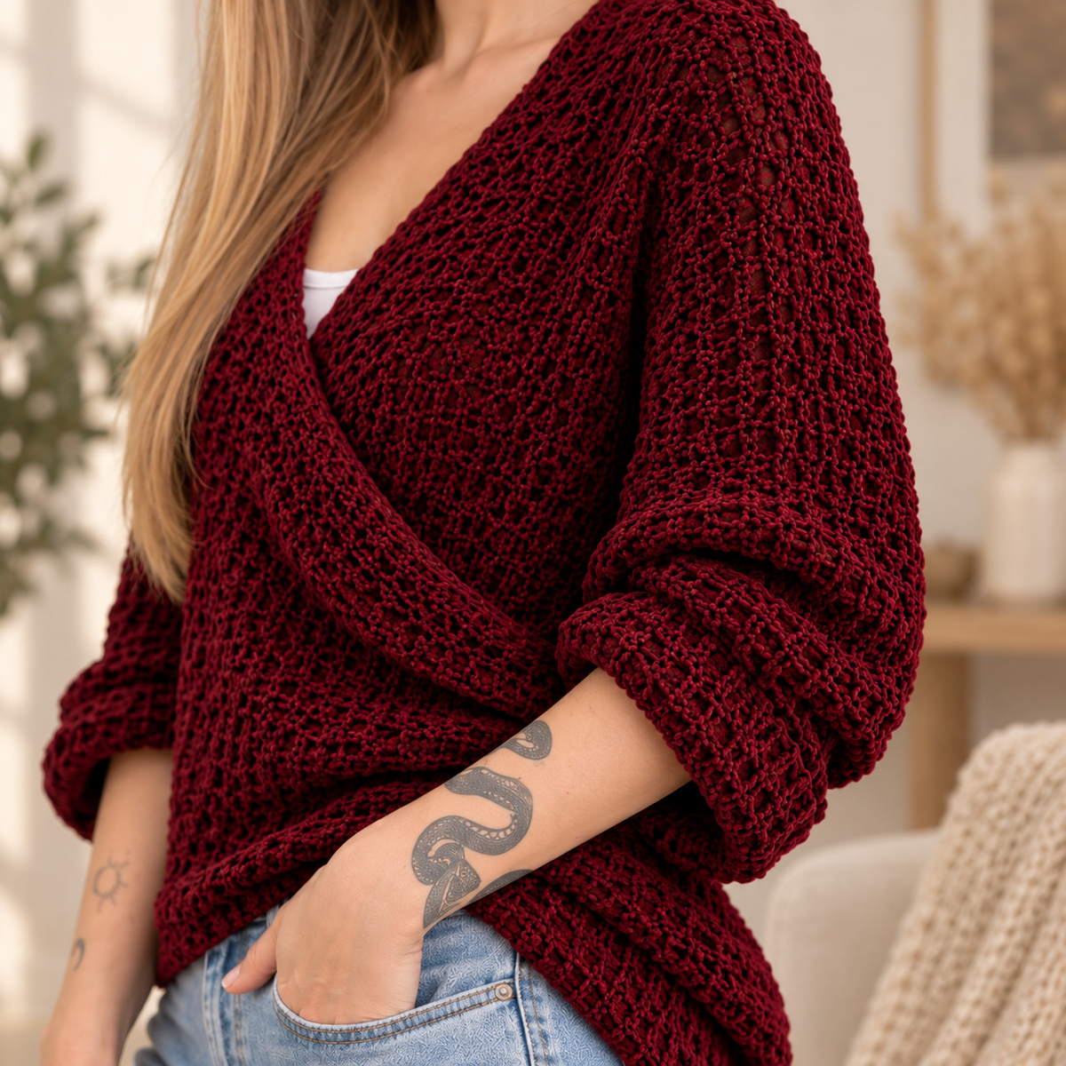 Marlow Textured Wrap Sweater – PDF Crochet Pattern