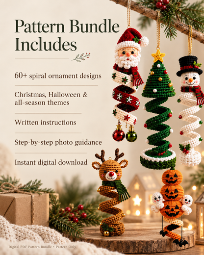 60+ Spiral Hanging Ornaments – Crochet Pattern Bundle