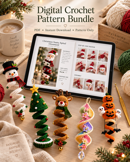 60+ Spiral Hanging Ornaments – Crochet Pattern Bundle