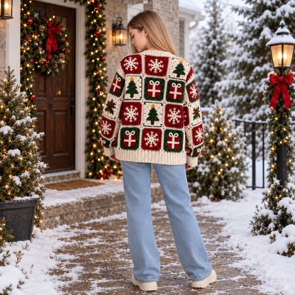 Noelle Christmas Granny Square Cardigan – PDF Crochet Pattern