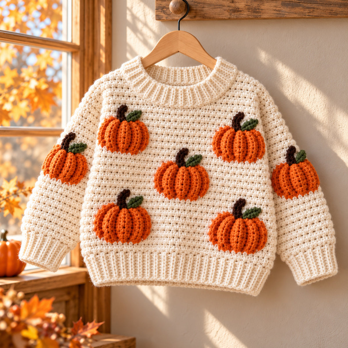 Pumpkin Sweater Crochet Pattern PDF – Baby & Toddler Pullover, 6M–4Y