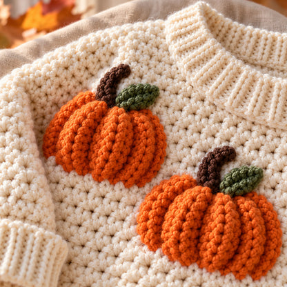 Pumpkin Sweater Crochet Pattern PDF – Baby & Toddler Pullover, 6M–4Y
