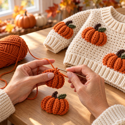 Pumpkin Sweater Crochet Pattern PDF – Baby & Toddler Pullover, 6M–4Y
