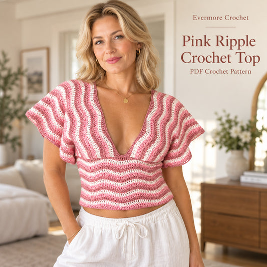 Cloudlace Ripple Top Crochet Pattern PDF – Made-to-Measure Summer Top