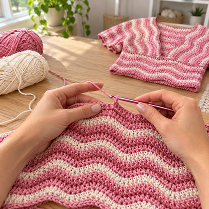 Cloudlace Ripple Top Crochet Pattern PDF – Made-to-Measure Summer Top